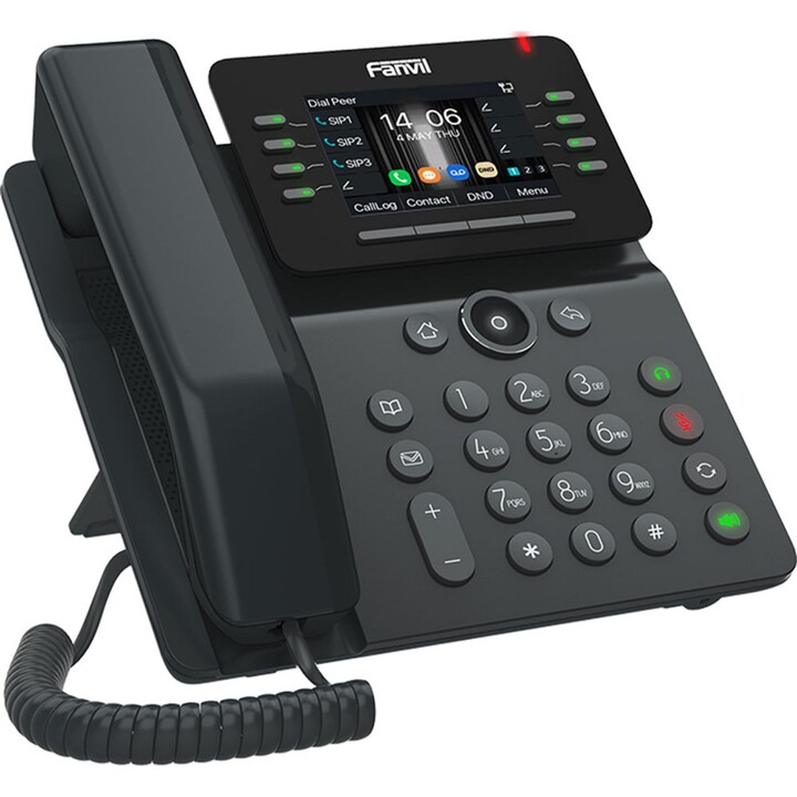 Fanvil V63 Telefone IP, Gigabit Ethernet, 6 linhas, Wi-Fi, Bluetooth, 1000 contatos, preto