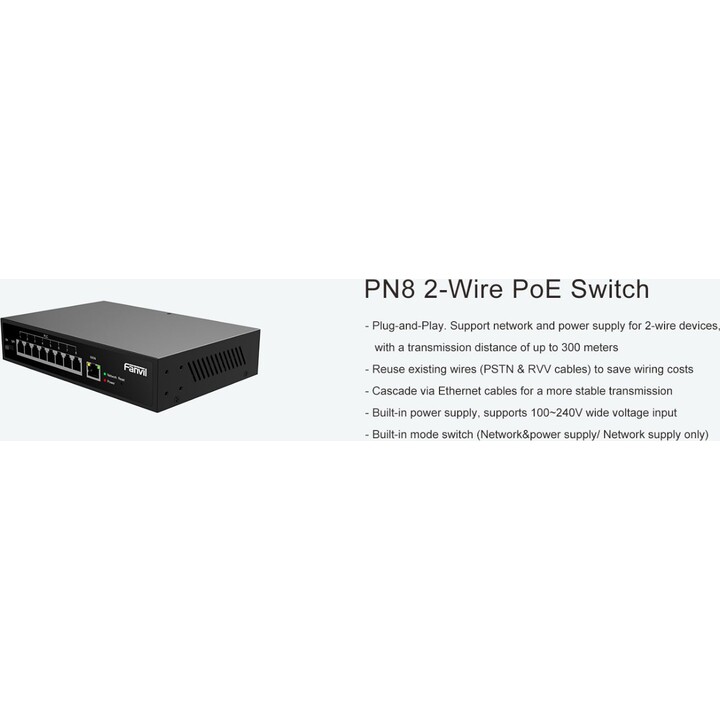 Fanvil PN8 8 Port Fast Ethernet Switch Rackmount Stackable Unmanaged