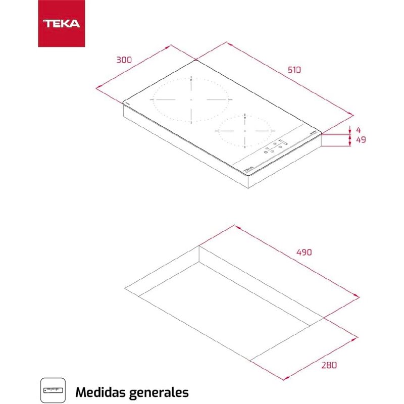 Placa de Inducción Teka IBC 32000 TTC 62cm 2 Zonas Negro