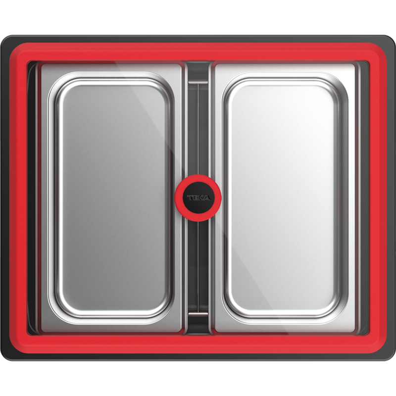 Bandeja Teka The Steambox para Cocinar al Vapor en el Horno Rojo Plata