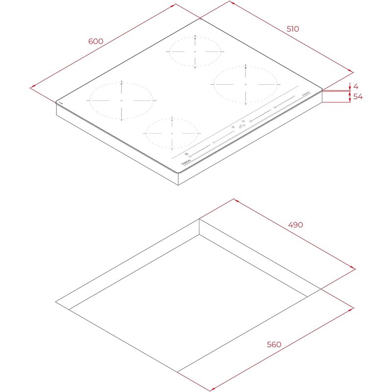 Teka IZC 64010 BK Elektrische Induktion Hob 60 cm 4 Zonen Schwarz