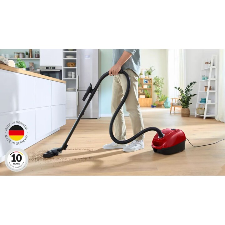 Bosch Aspirador serie 4 con bolsa, 4l capacidad, 600w, rojo BGB38RD2