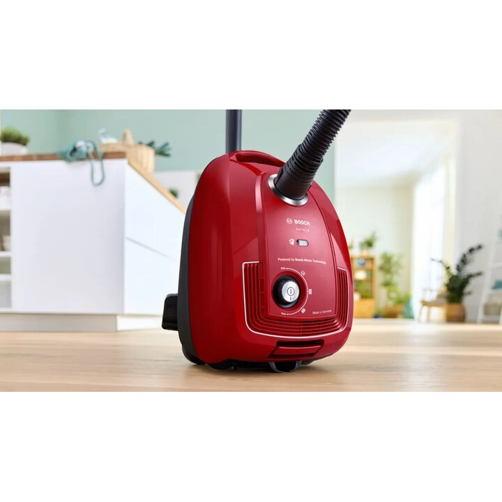 Bosch Aspirador serie 4 con bolsa, 4l capacidad, 600w, rojo BGB38RD2