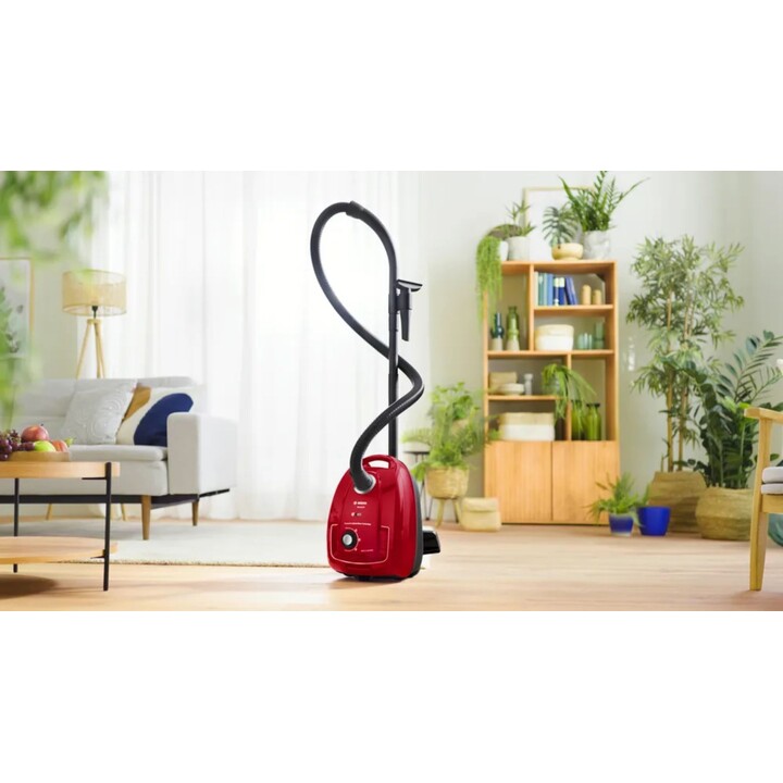 Bosch Aspirador serie 4 con bolsa, 4l capacidad, 600w, rojo BGB38RD2