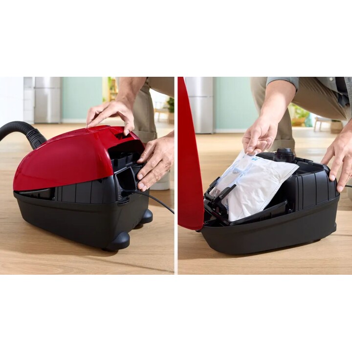Bosch Aspirador serie 4 con bolsa, 4l capacidad, 600w, rojo BGB38RD2