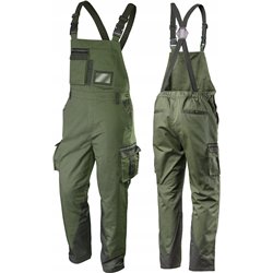 Calças jardineiras de trabalho CAMO olive, tamanho M