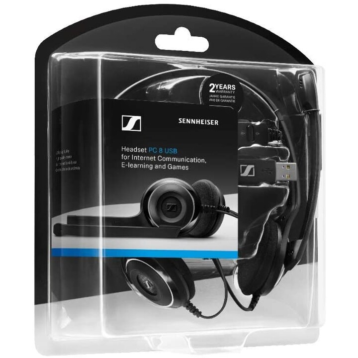 HEADPHONE + MIC SENNHEISER DIADEMA PC 8 USB SCHWARZ