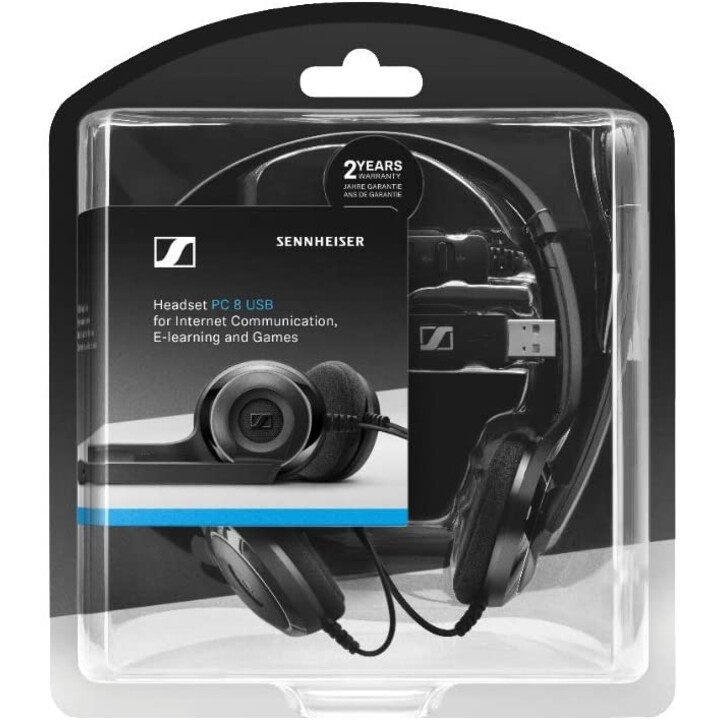 HEADPHONE + MIC SENNHEISER DIADEMA PC 8 USB SCHWARZ
