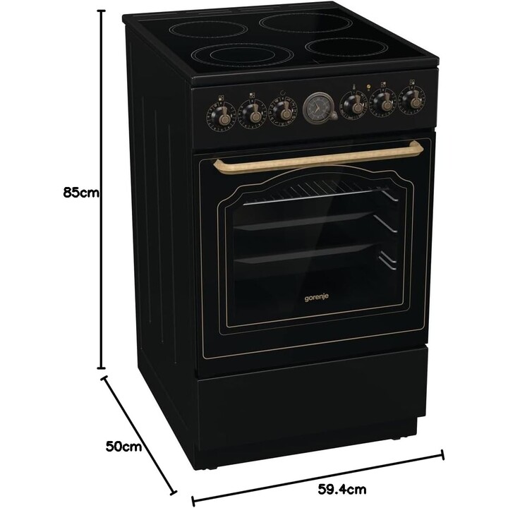 Gorenje Classico GECS 5B70CLB 50 cm 70L Sulfo elettrico nero con piano cottura in ceramica
