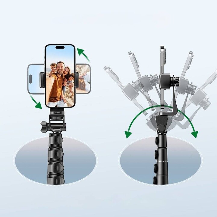 Perche à selfie Ugreen avec support et télécommande LP680 1,8 m (noir)