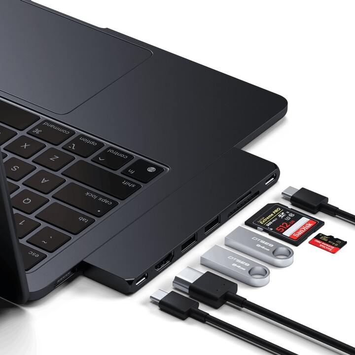 Satechi ST-HUCPHSD Docking Station per laptop e replicatore di porte USB 3.2 Gen 2 (3.1 Gen 2) Docking Station di tipo C, nera