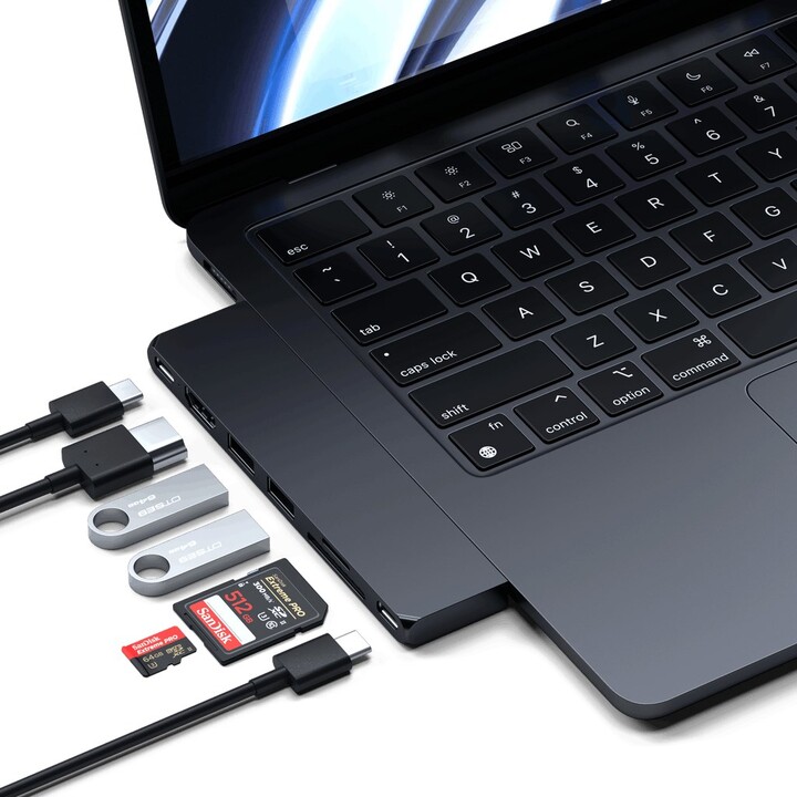 Estação de encaixe para laptop Satechi ST-HUCPHSD e replicador de portas USB 3.2 Gen 2 (3.1 Gen 2) Tipo C, preta