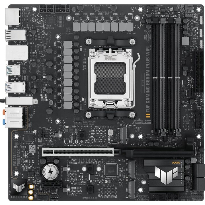 Placa base ASUS TUF Gaming B850M-PLUS WiFi - AMD mATX, 14+2+1 etapas de potencia DrMOS de 80 A, DDR5