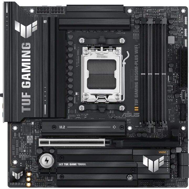 Placa base ASUS TUF Gaming B850M-PLUS WiFi - AMD mATX, 14+2+1 etapas de potencia DrMOS de 80 A, DDR5