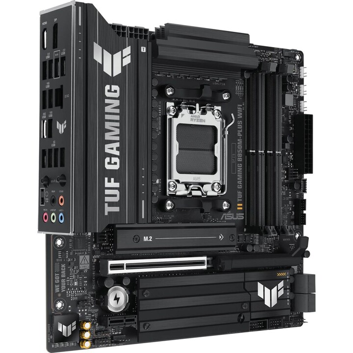 Placa base ASUS TUF Gaming B850M-PLUS WiFi - AMD mATX, 14+2+1 etapas de potencia DrMOS de 80 A, DDR5
