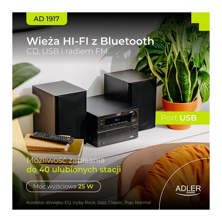 Adler AD 1917 Tour HI-FI Bluetooth/ CD/ USB/ Radio FM Noire