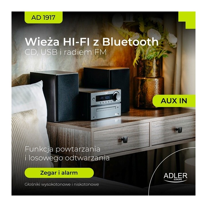 Adler AD 1917 Tour HI-FI Bluetooth/ CD/ USB/ Radio FM Noire