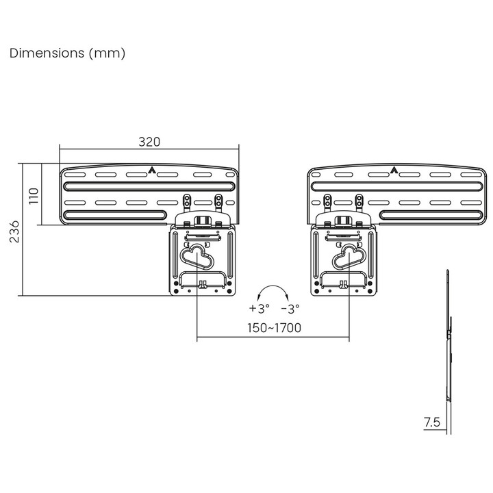 Maclean MC-806 N TV Stand, Compatible with Samsung QLED TVs, 43"-85", Max. 60kg