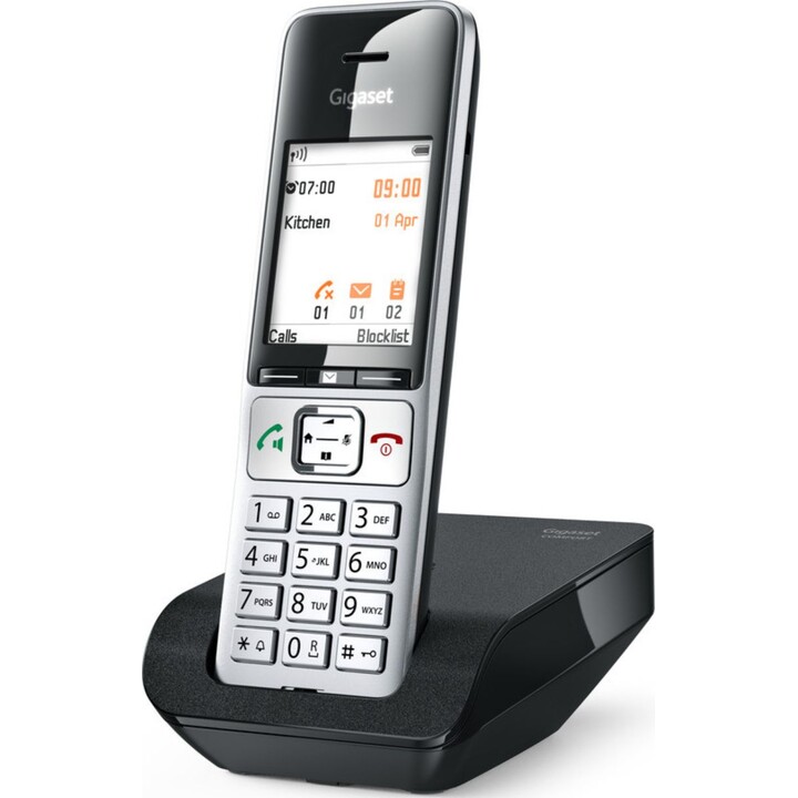 Gigaset COMFORT 500 Teléfono DECT Identificador de llamadas Negro, Plata