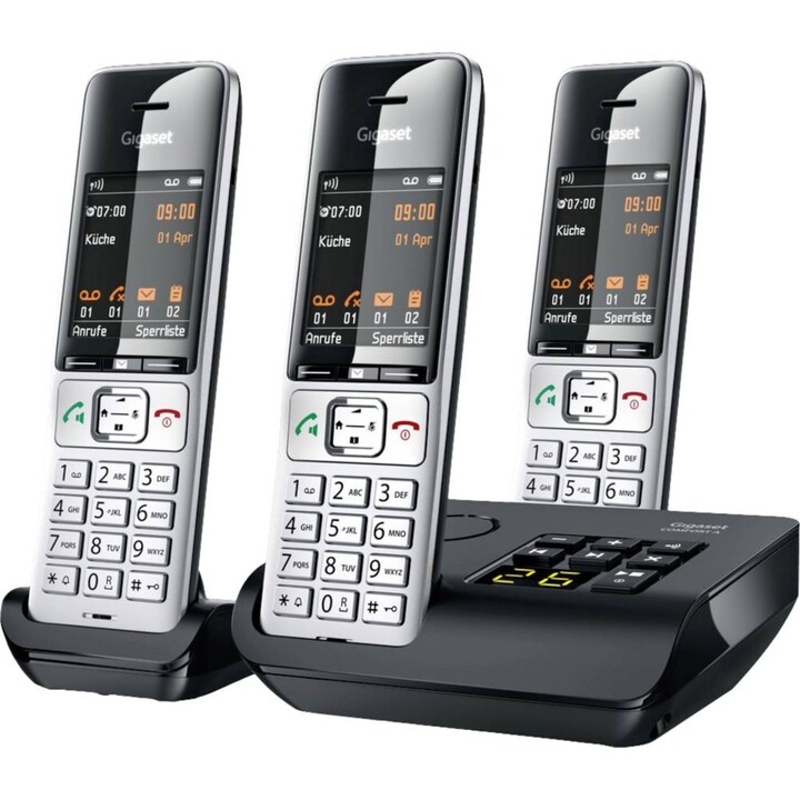 Gigaset COMFORT 500A Trío Teléfono DECT/analógico Identificador de llamadas Negro, Plata