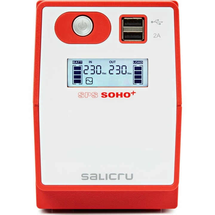 Salicru SPS 650 SOHO + IEC Interactive Line UPS / 650VA-360W / 4 Outputs / Tower Format