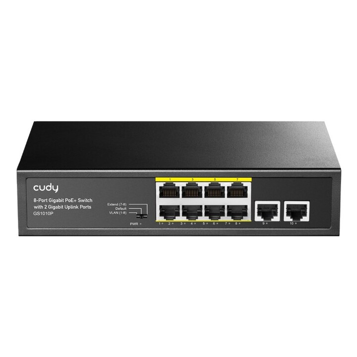 Switch Gigabit Ethernet Cudy GS1010P (10/100/1000) Power over Ethernet (PoE) para montagem em parede/mesa, preto