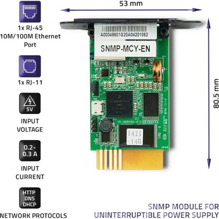 Módulo SNMP de Qoltec para sistema de alimentación ininterrumpida