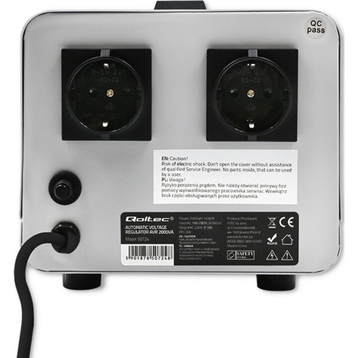 Qoltec 50724 Automatic Voltage Stabilizer AVR 2000VA