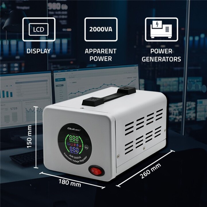 Qoltec 50724 Automatic Voltage Stabilizer AVR 2000VA