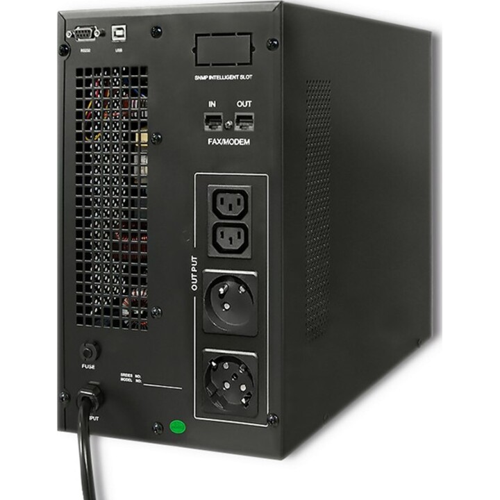 Sistema de alimentación ininterrumpida (SAI) Qoltec en línea, Onda sinusoidal pura, 3 kVA, 2.4 kW, LCD, USB