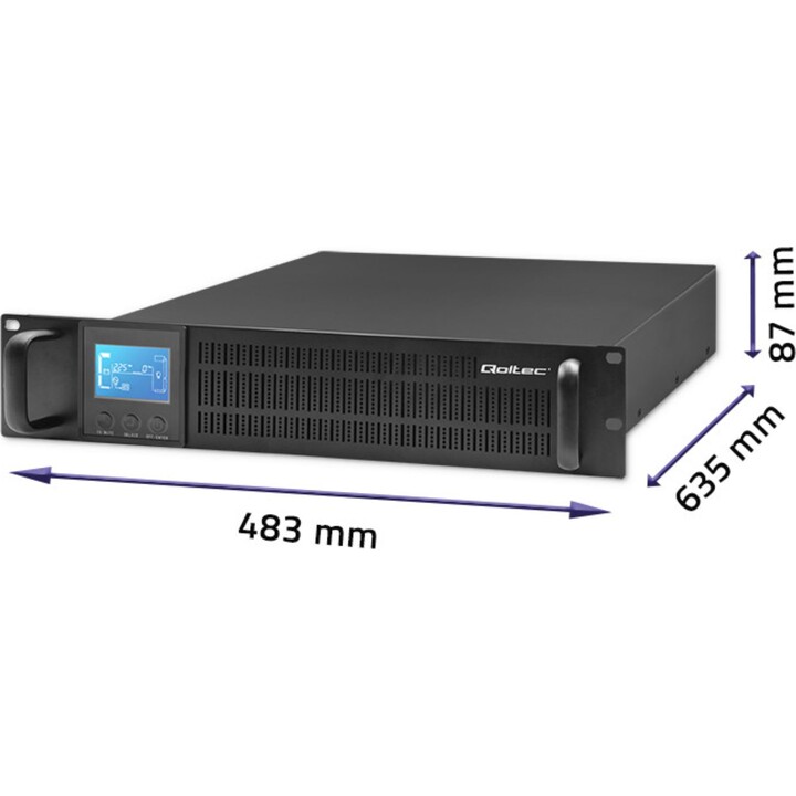 Qoltec 53946 UPS RACK Gruppo di continuità | 2KVA| 1600W| schermo LCD