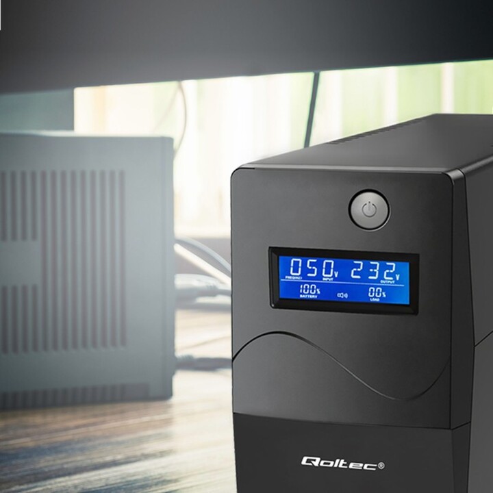 Gruppo di continuità Qoltec 53978 | Monolite | 650VA| 360 W | LCD | USB | RJ45