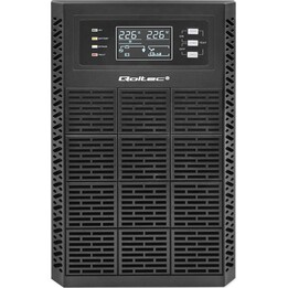 Fonte de alimentação ininterrupta UPS Qoltec 52282 | 3kVA | 3000W | Fator de potência 1,0 | LCD | EPO | USB | Em linha