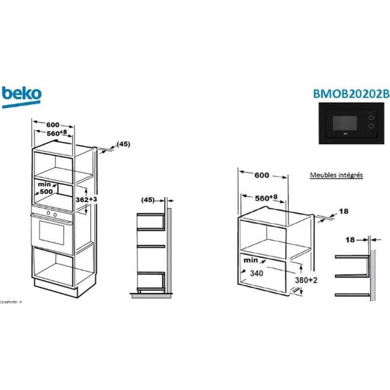 Horno Microondas Beko BMOB20202B Empotrado 60 cm Negro