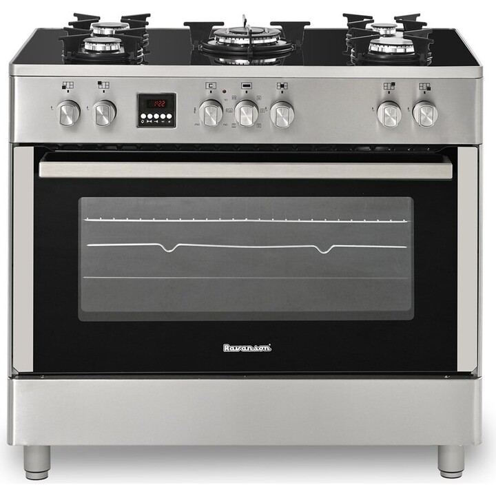 Cocina Ravanson KWGE-K90 Eléctrica de Gas con Gril 5 Zonas Plata