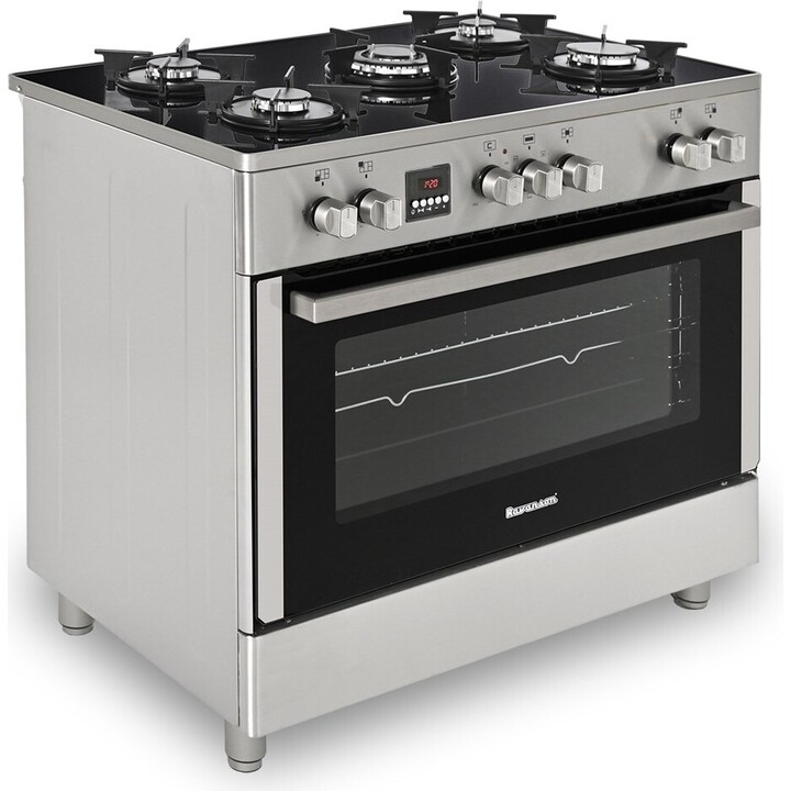 Cocina Ravanson KWGE-K90 Eléctrica de Gas con Gril 5 Zonas Plata