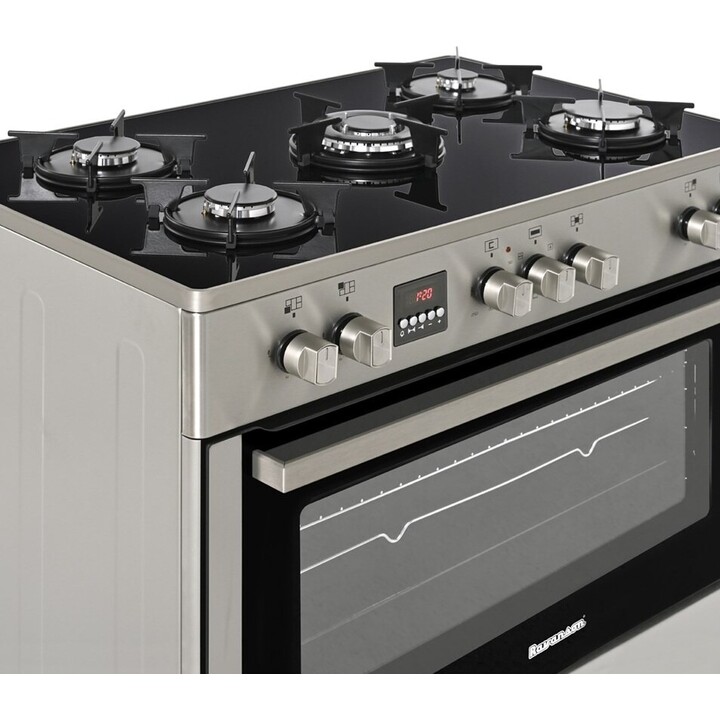 Ravanson KWGE-K90 Electric Gas Cooker with Grill 5 Zones Silver