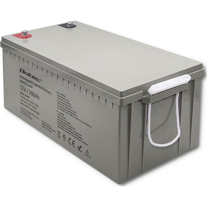 Qoltec 53069 AGM Battery | 12V | 200 Ah | max. 3000A