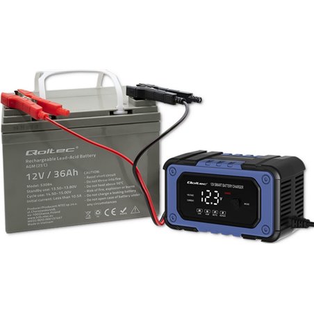 Batería AGM Qoltec, 12 V, 36 Ah, Sin mantenimiento, Eficiente, Larga vida útil, para SAI y scooters