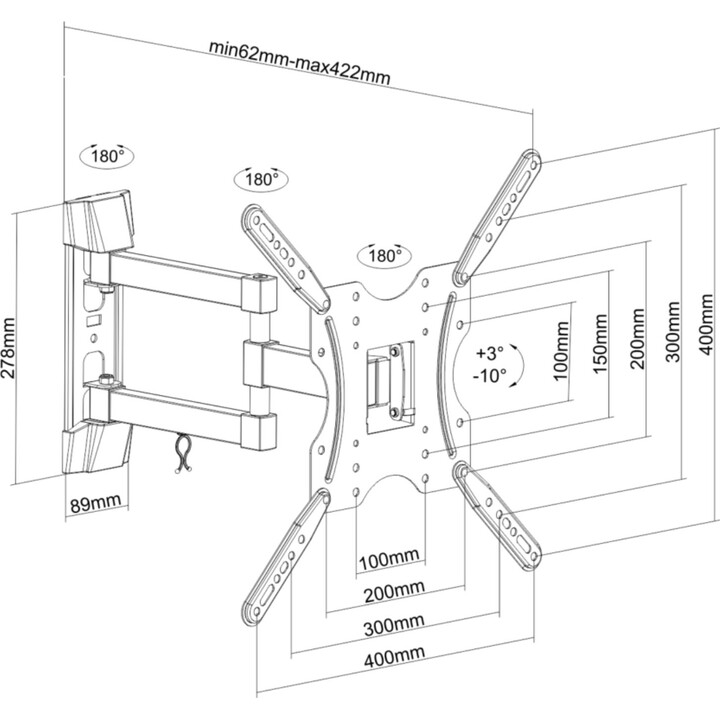 Aisens WT55TSE-059 Support mural inclinable pour TV 32-55 '/ jusqu'à 30kg