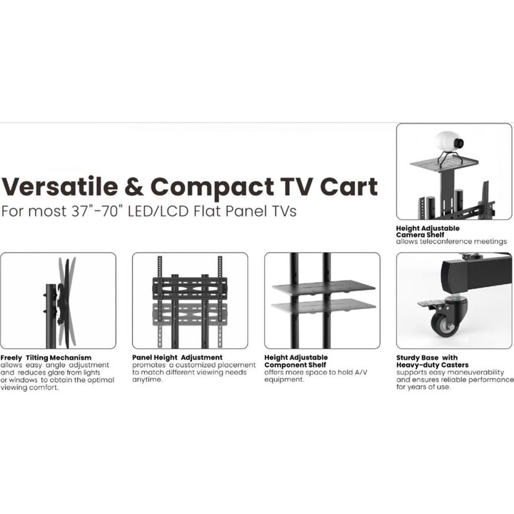 Equip 650603 Carrinho de TV multifuncional económico preto