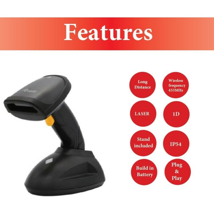 Equip 351025 Wireless 1D laser barcode scanner black