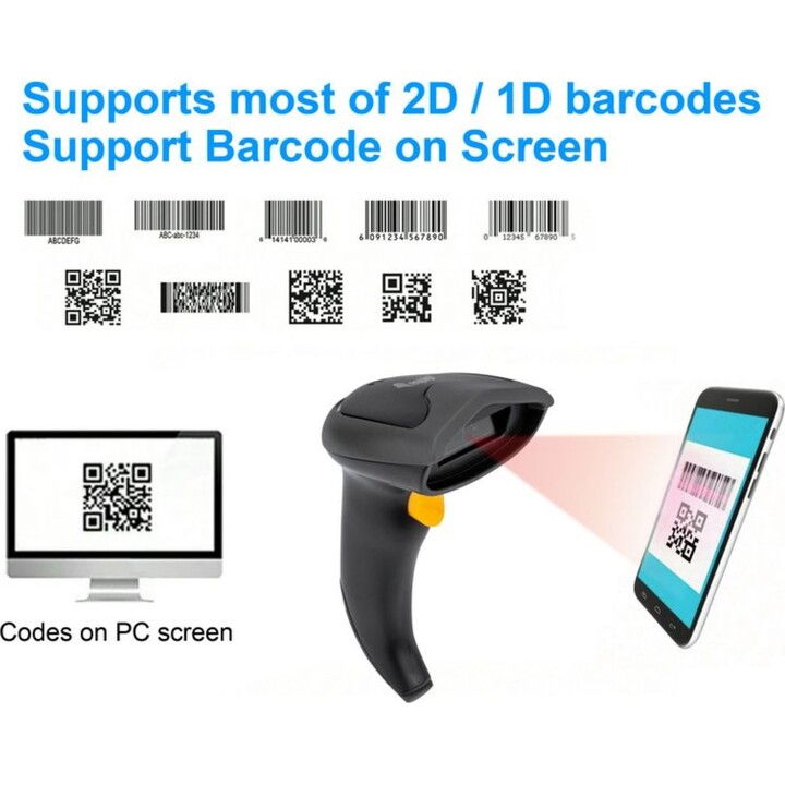 Kabelloser 2D-Barcodescanner, langes D
