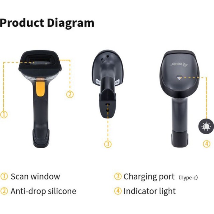 Wireless 2d barcode scanner, with s