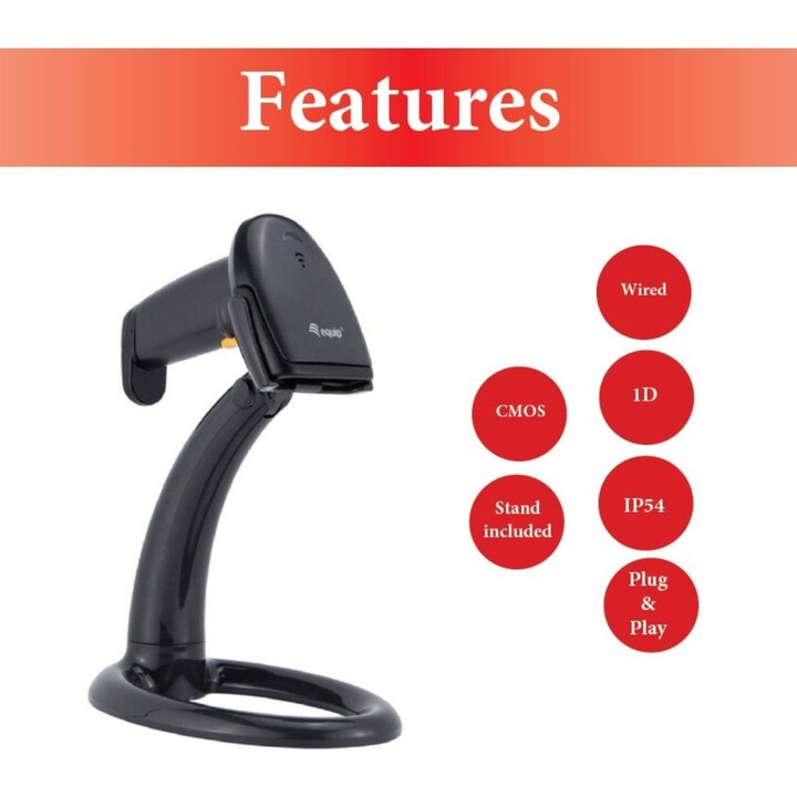 Equip 351020 USB 1D-Barcodescanner mit Ständer schwarz