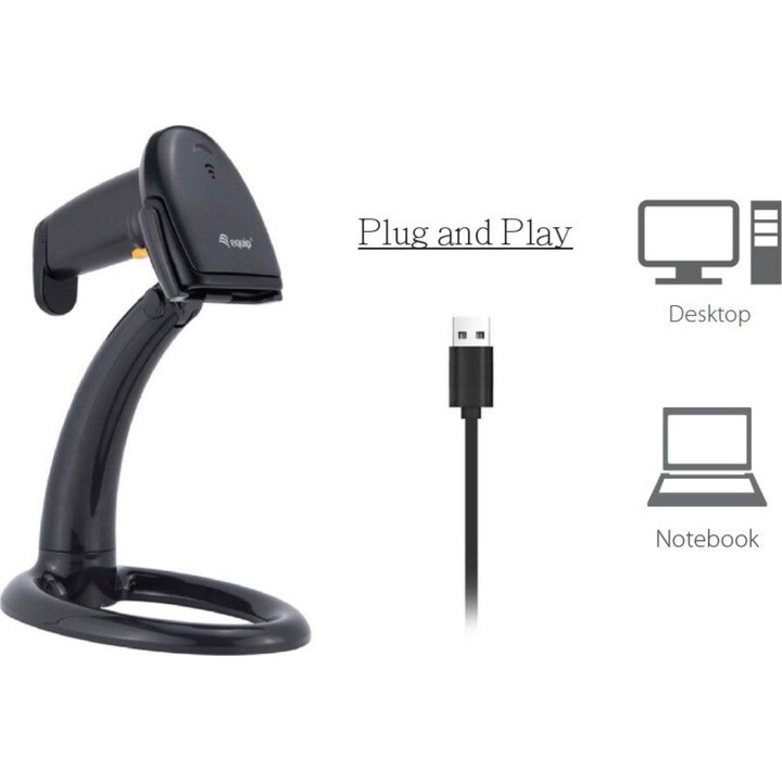 Equip 351020 USB 1D-Barcodescanner mit Ständer schwarz