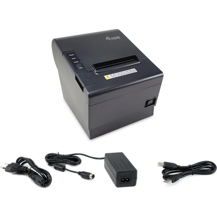 Equip 351002 Impressora térmica de recibos POS de 80 mm com cortador automático, USB/gaveta, preta