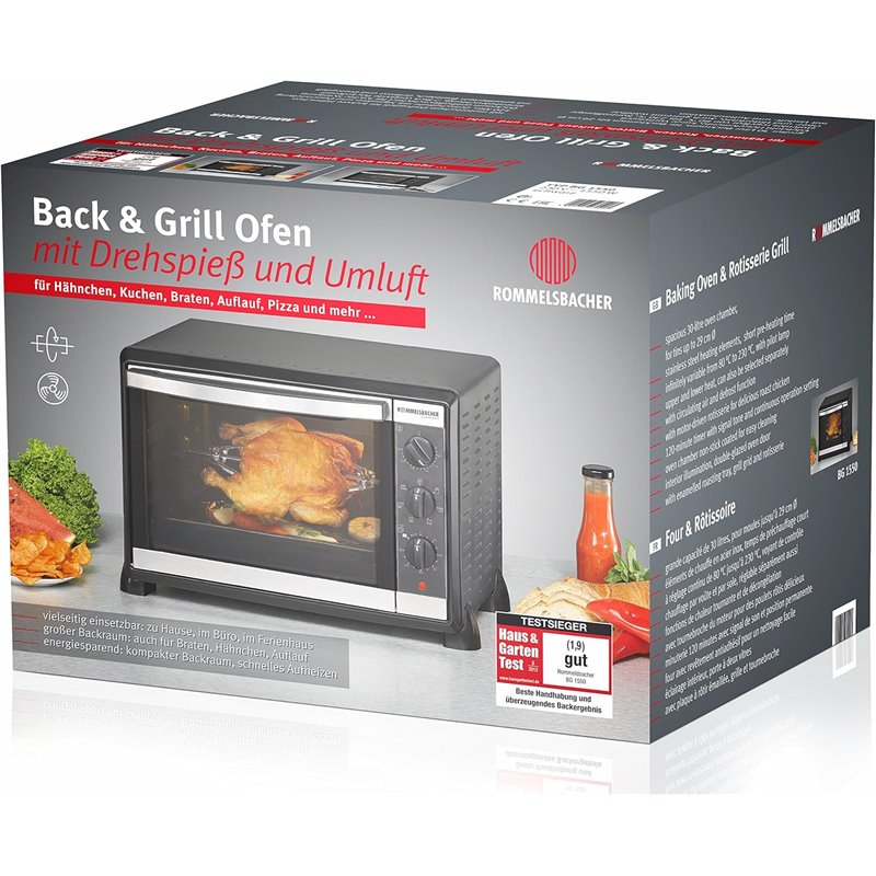 Horno y Parrilla Rommelsbacher BG 1550  1550 W 30 L Negro