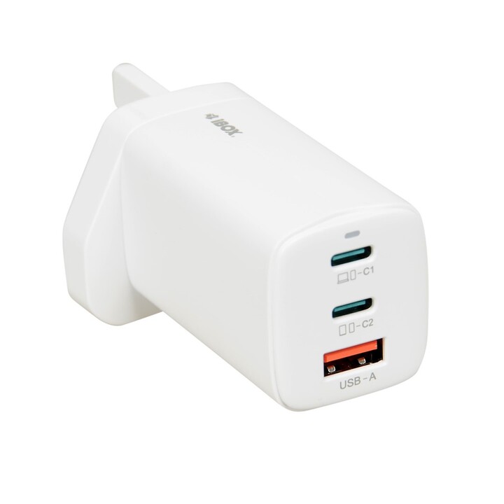 iBOX C-65 Blanco, cargador universal GaN 65W Enchufe del Reino Unido