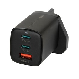 iBOX C-65 Preto, Carregador Universal GaN de 65 W com Plugue Reino Unido